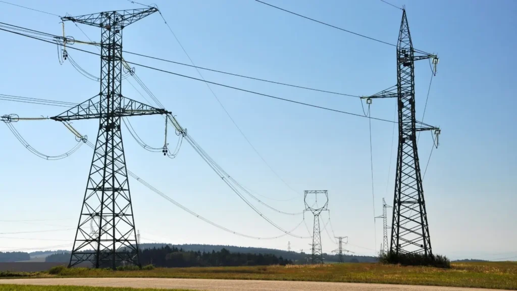 electricity pylons in fields