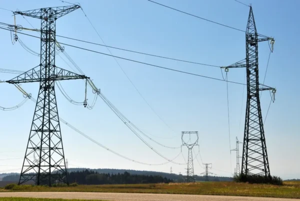 electricity pylons in fields