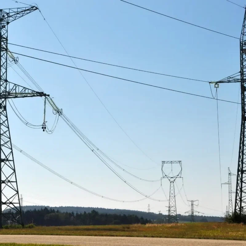 electricity pylons in fields