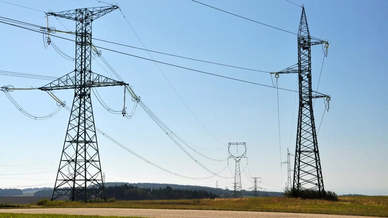 electricity pylons in fields