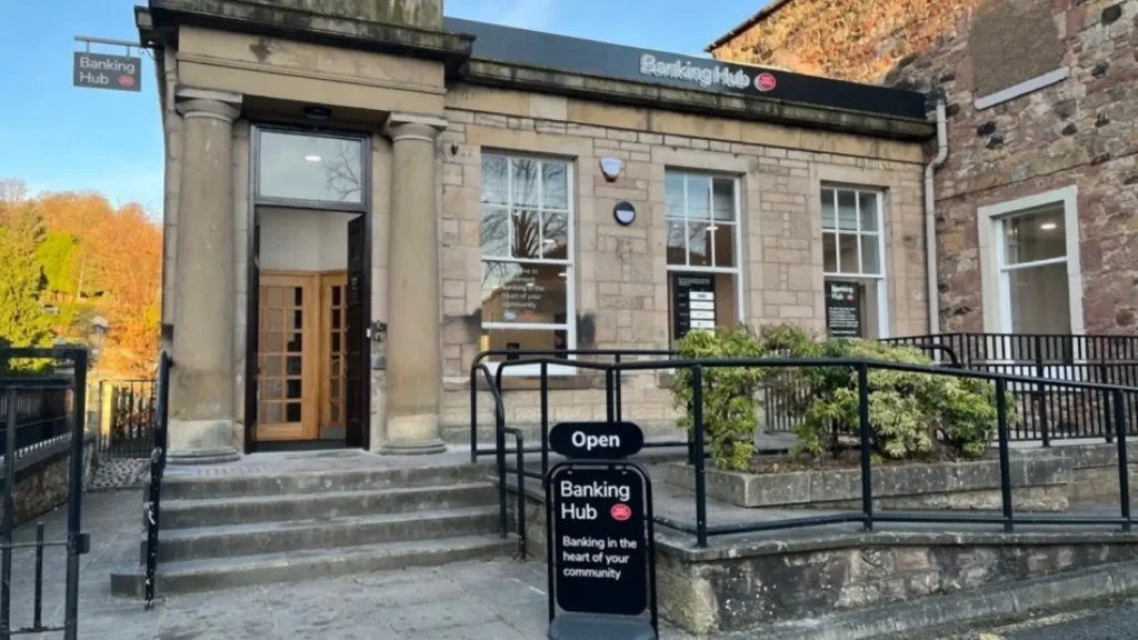 front entrance of banking hub