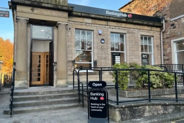 front entrance of banking hub
